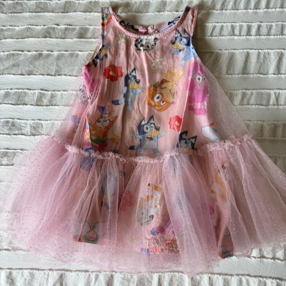 Bluey pink tulle toddler dress